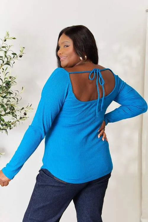 Culture Code Full Size Ribbed Sweetheart Neck Knit Top Blouses - Tophatter Daily Deals